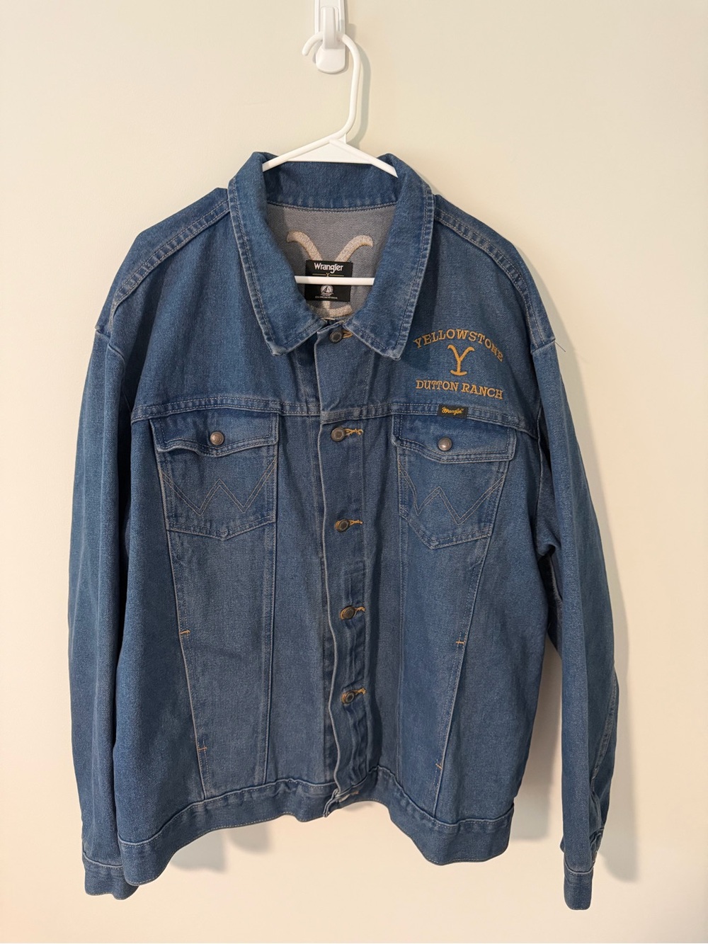 Wrangler Blue Denim Jacket with Yellow Embroidery